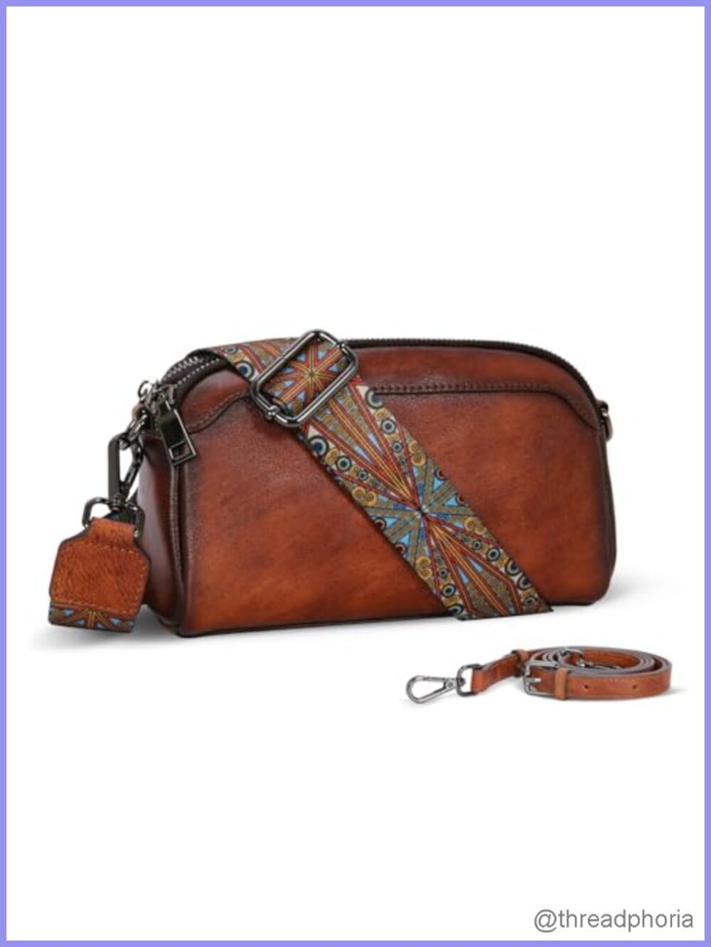 Genuine Leather Crossbody Bag Women Shoulder Purse Multiple Pockets Adjustable